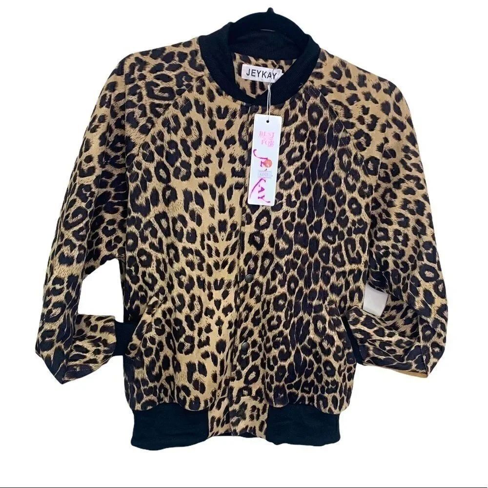Jeykay cheetah bomber jacket. SO SOFT! small NWT